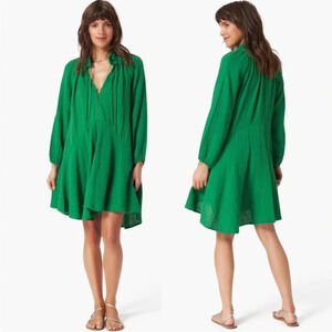 Xirena Lola Dress in Clover Green Long Sleeve Gauze Swingy Side Pockets Size XS